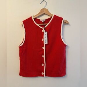 Alex Mill Bridget Tipped Vest in Red/Ivory Cotton